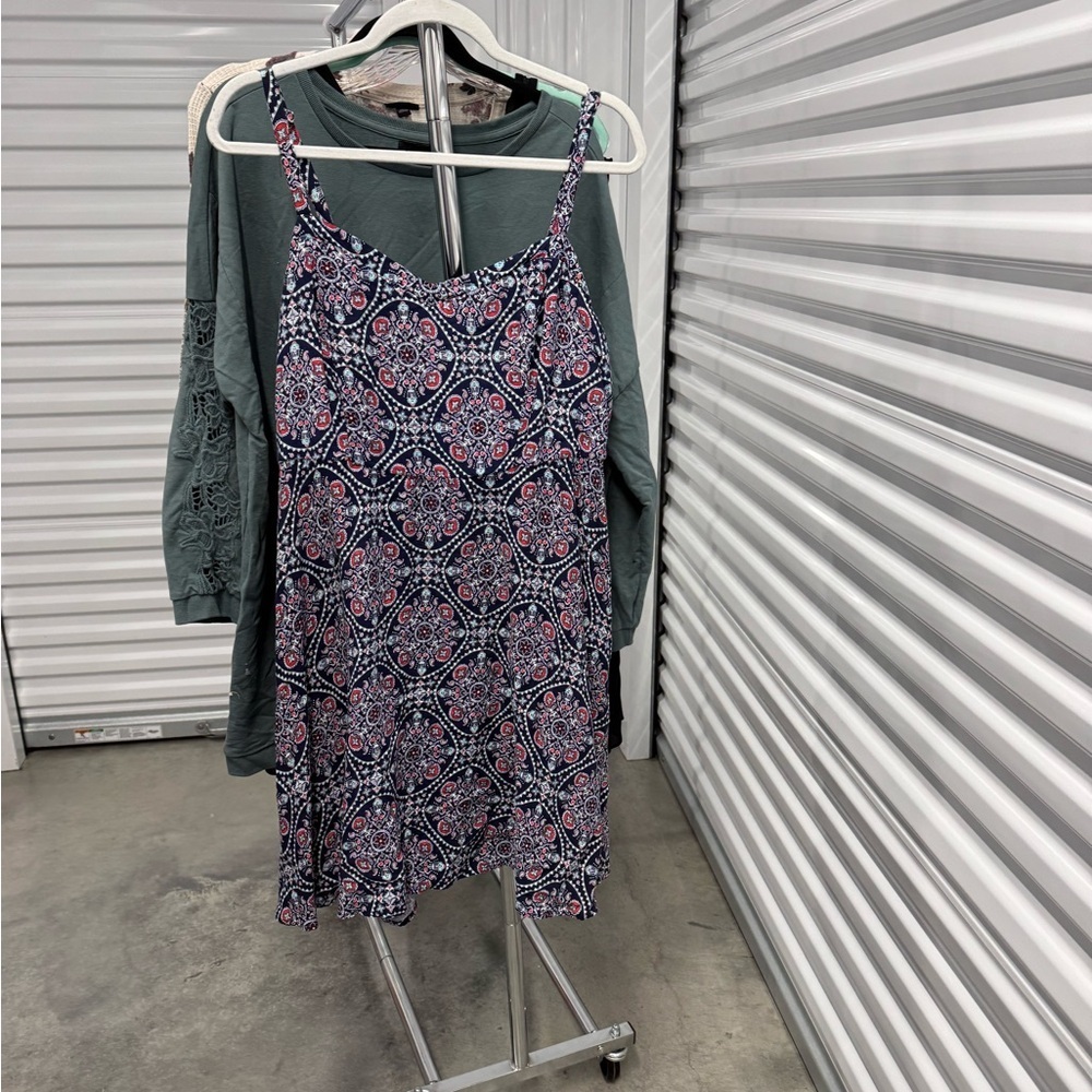 Torrid | Sleeveless Skater Dress in Blue and Red Mandala Print | size 2